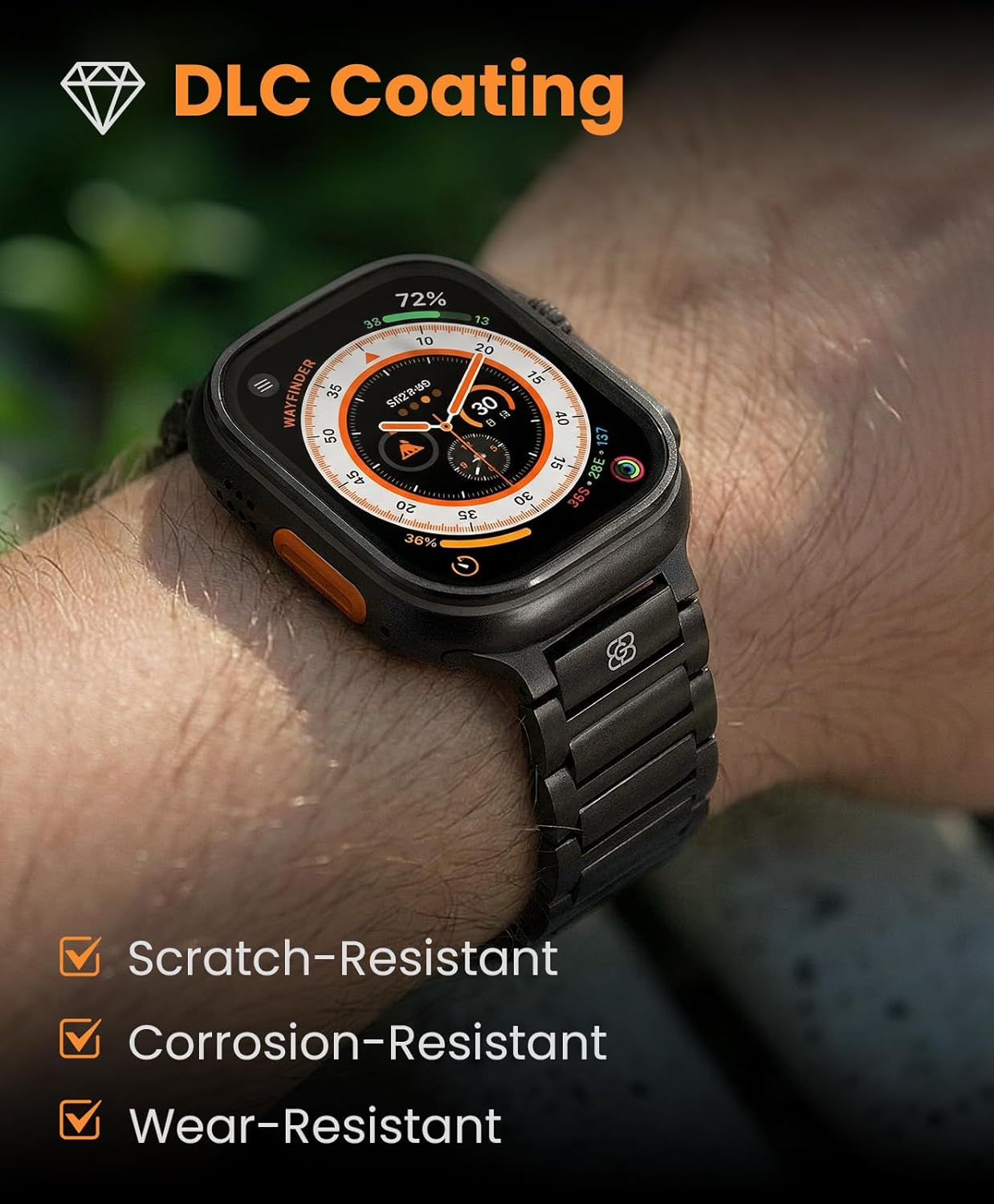 Titanium Band Compatible with Apple Watch Ultra 3/2/1 49mm Band for Men & Series 11/10 46mm, Grade 5 Titanium with DLC Coating for Ultra 3 Watch Band, Easy-Adjust Metal Band & Butterfly Clasp