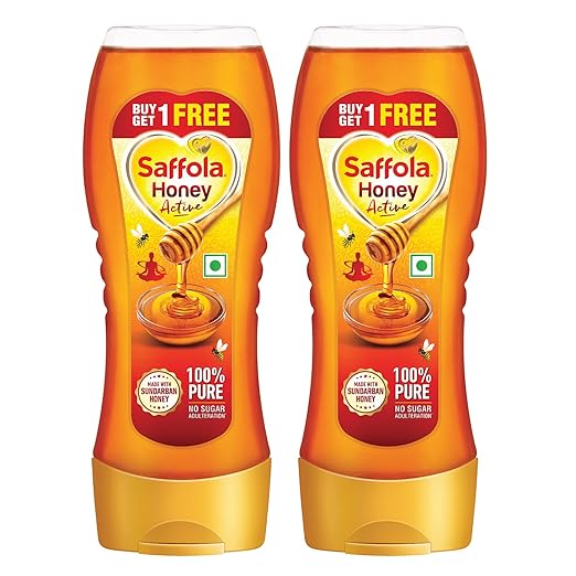 Saffola Honey Active, Made with Sundarban Forest Honey, 100% Pure Honey, No sugar adulteration, Natural Immunity booster, 2 x 350g