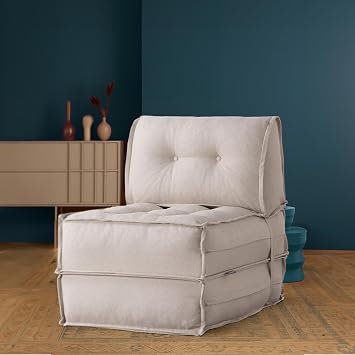 Homedius Mocca Linen Single Folding Bed Folding Sofa Beige Single