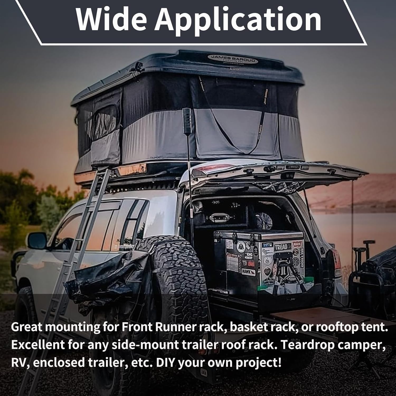 Side Mount Trailer Roof Rack Bracket for Awning, Teardrop, Ladder, Camper, RV, Utility Box, Enclosed Trailer, Custom-Made Heavy-Duty Rack Brackets for Front Runner Rack, Basket Rack, or Rooftop Tent