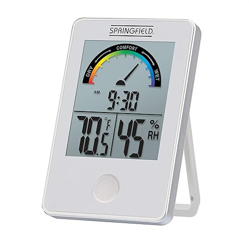 Springfield Termómetro digital inalámbrico de nivel de confort interior, monitor de humedad y temperatura, color blanco