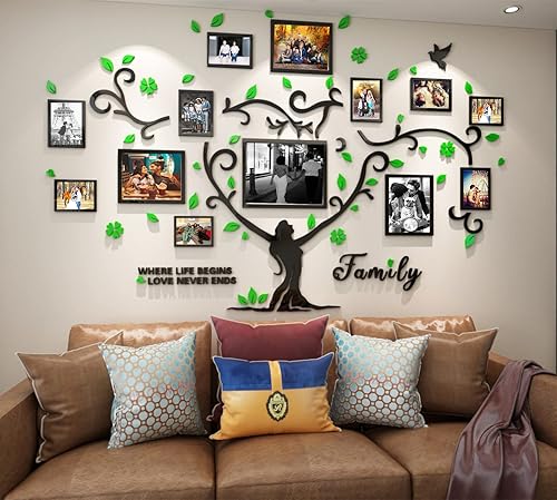 Miniatura 2 de Calcomanías para decoración de pared de árbol genealógico 11 x 14 8 x 10 5 x 7 marco de fotos 3D decoración de pared para sala de estar decoración