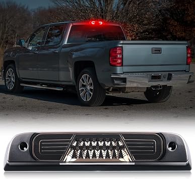 LED Third Brake Light Compatible with 2014-2019 Silverado Sierra 1500 2500HD 3500HD Rear Center High Mount 3rd Brake Light Roof Cargo Lamp, Smoked Lens