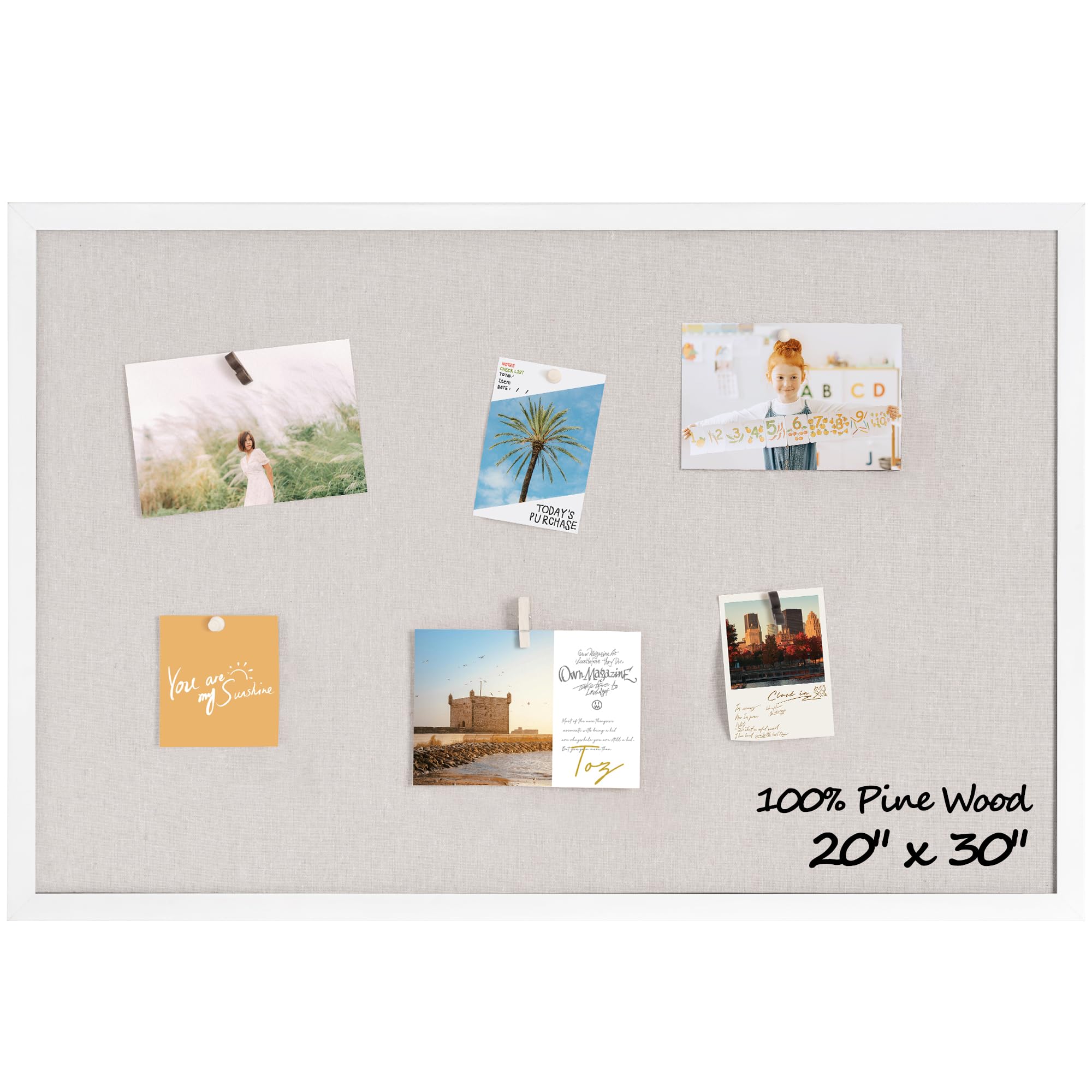 Fun Memories Cork Board Bulletin Board for Office, 20" x 30" Pine Wooden Framed Corkboard, Wall Mounted Notice Pin Board for School Home & Office,