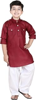 AJ DEZINES Pathani Suit for Boys | Solid Pathani Kurta Pajama Set | Stylish Ethnic Wear for Kids | Comfortable Cotton Fabr... Price In India