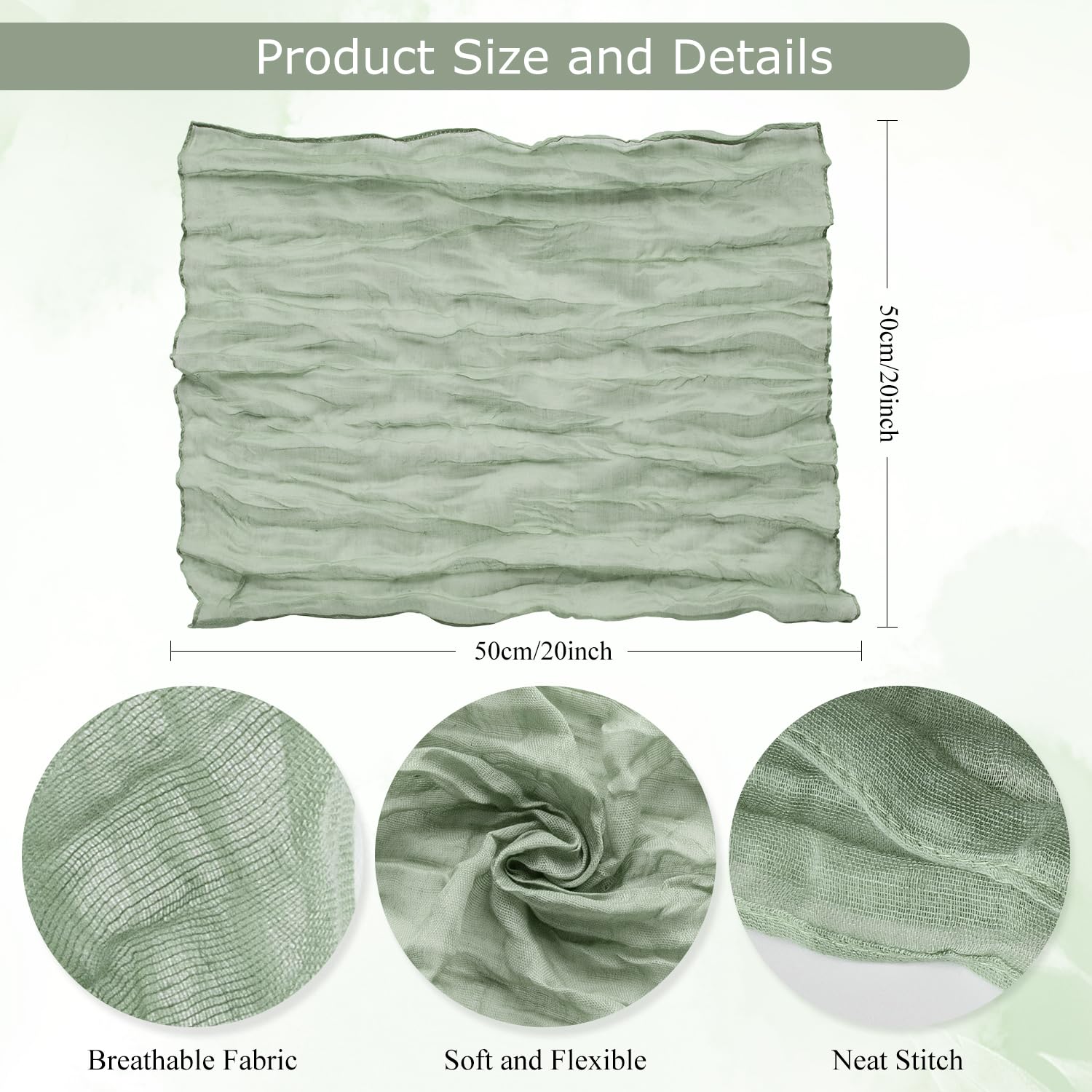 72 Stück Gaze-Servietten 50x50 Cm – Boho, Rustikal, Faltenwurf, Für Hochzeit, Feiern & Deko, Aus Polyester, Maschinenwaschbar