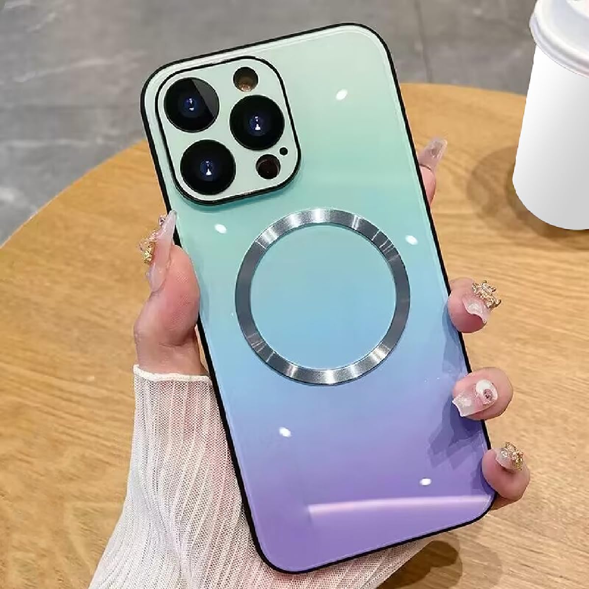 Coque iPhone 14 Pro magnétique bleue protégeant les objectifs photo - 8