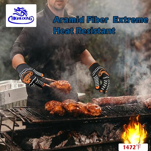 Miniatura 12 de Guantes para barbacoa, guantes de horno originales, paquete de 2 unidades, resistentes al calor extremo, guantes de silicona antideslizantes
