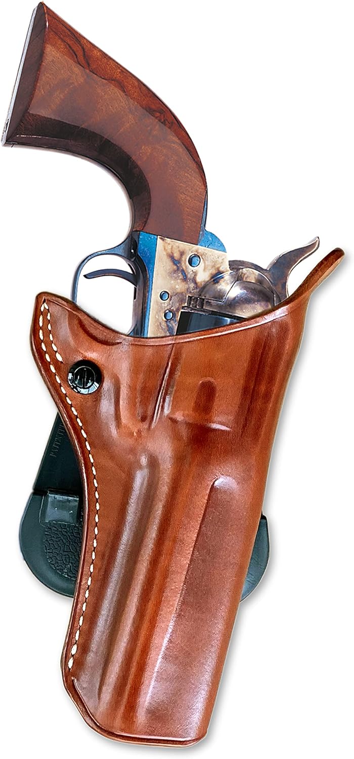 Leather Paddle OWB Revolver Holster Open Top Fits Uberti 1873 Cattleman 44/40 Caliber 4-3/4" BBL, R/H Draw, Brown Color #1842#