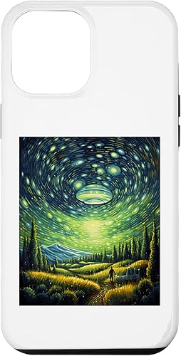 Miniatura 10 de iPhone 1212 Pro Pintura divertida Alien OVNI Amante Noche Estrellada Alien UFO Van Gogh Caso