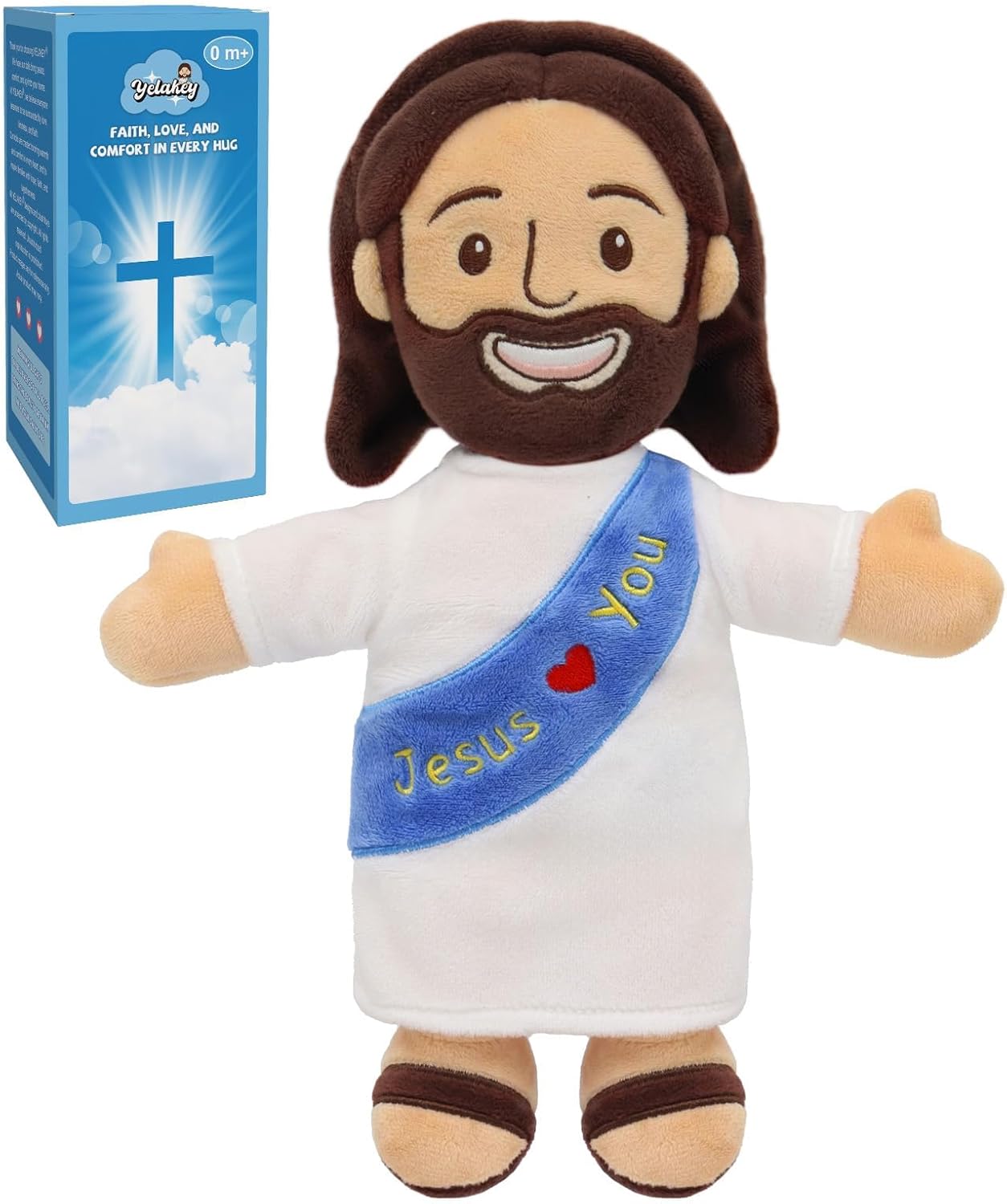 Jesus Plush 11.8" Stuffed Doll Soft Religious Plushie for Kids Christian Toy for Easter Christmas Baptism (Blue)