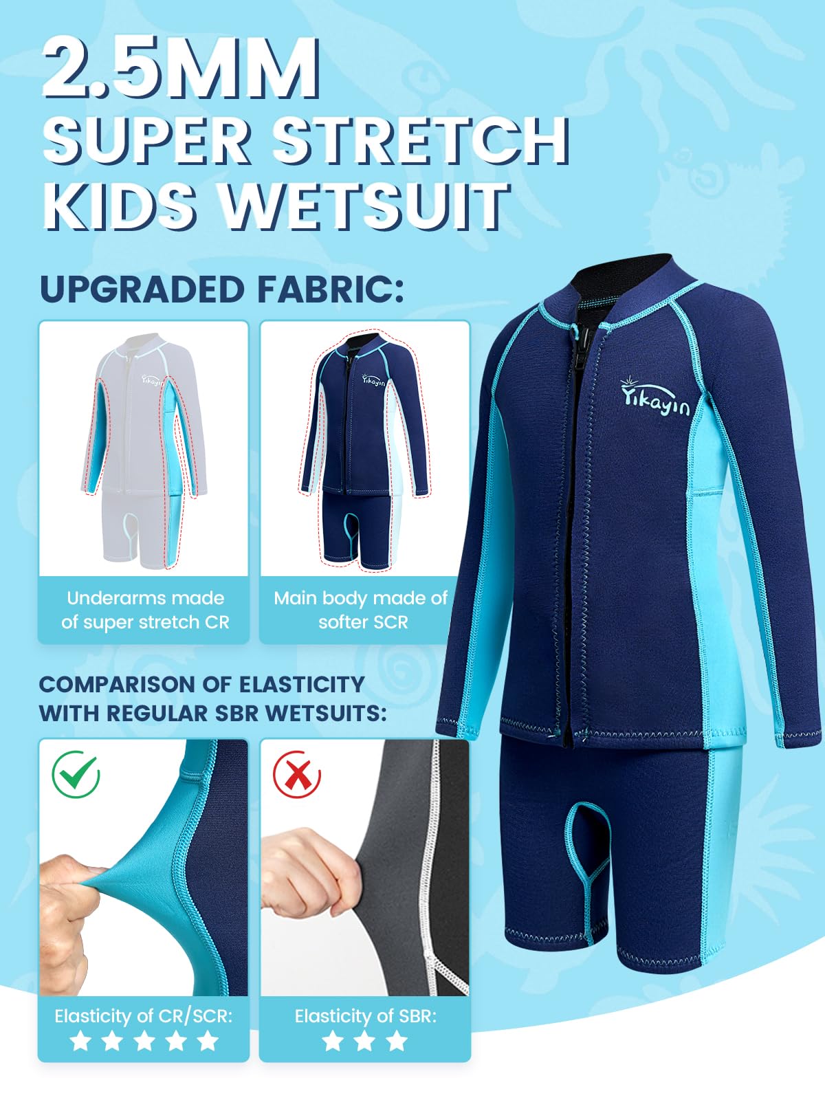 Muta, Bambini 2 mm Due Pezzi Ragazzi Ragazze Mute Bambino Neoprene Costume da bagno termico manica lunga Top + pantaloncini Tenere caldo Tuta subacquea per Watersport