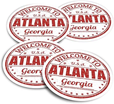 Vinyl Stickers Set of 2 10cm - Welcome to Atlanta Georgia USA Fun Decals for Laptops,Tablets,Luggage,Scrap Booking,Fridges #5211