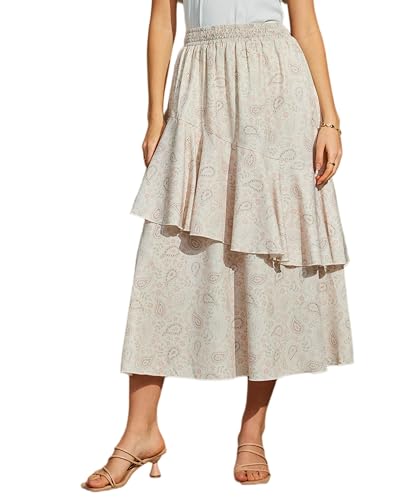 Ystguic Womens Boho Flowy Skirt