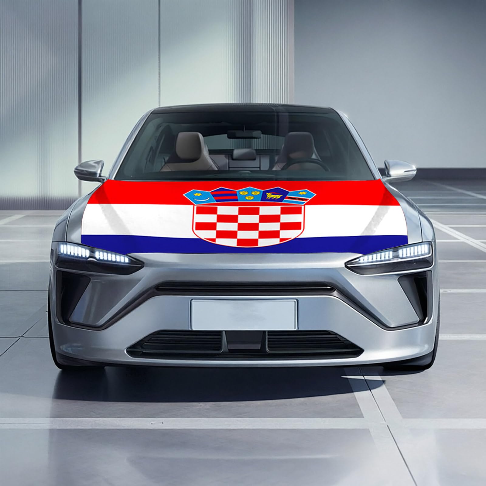 Aoseiens Croatia Flag Bonnet, Croatia Flag Car, Bonnet Flag Croatia, Fan Item for Football Game, Football Car Bonnet Cover Flag for Trucks, Cars and SUVs