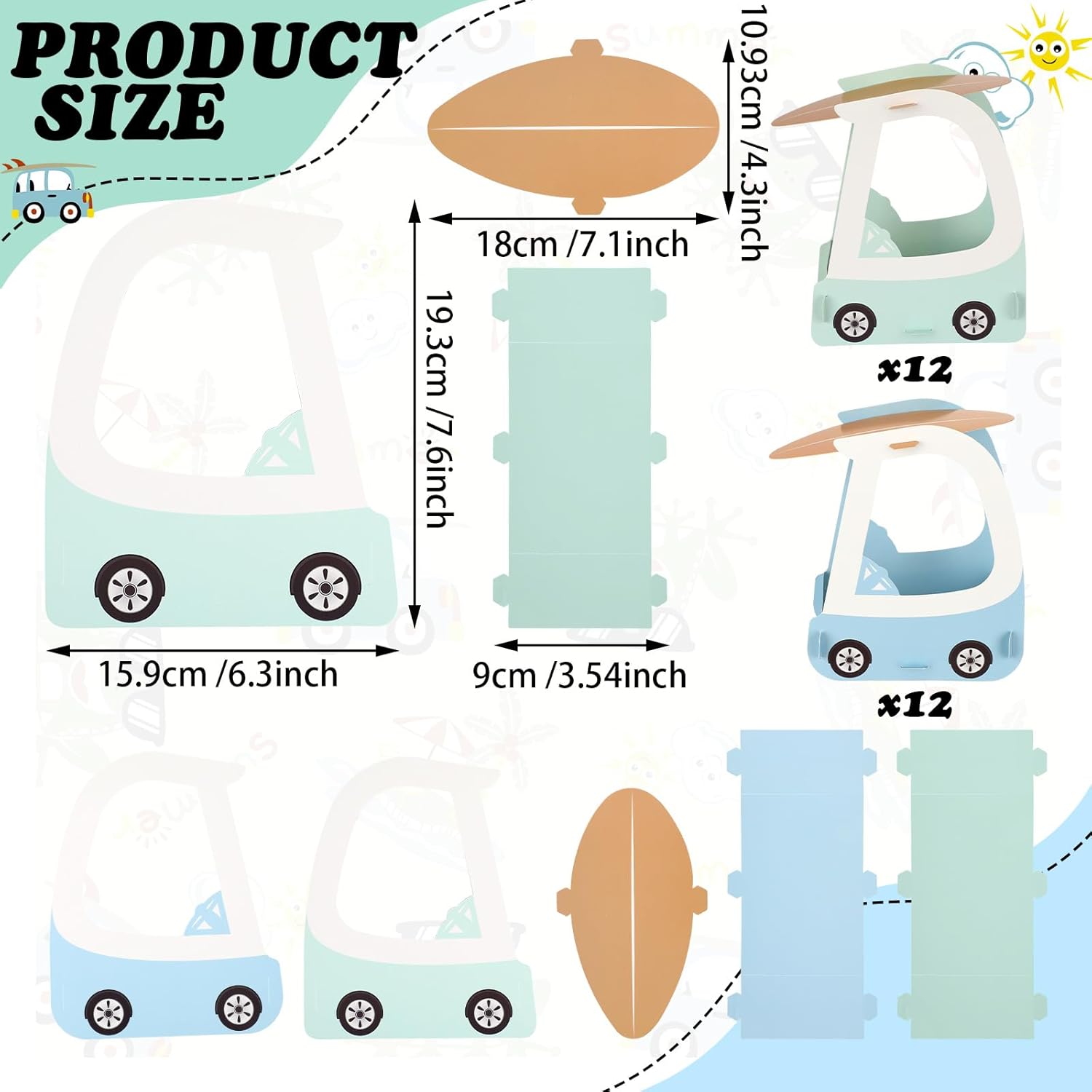 Novabright 24 Pcs The Big One Party Favors Boxes Goodie Bags 7.6x6.3inch Surf Summer Beach Party Bags Centerpiece for First/1st Birthday Decorations Blue Boho Baby Shower Supplies
