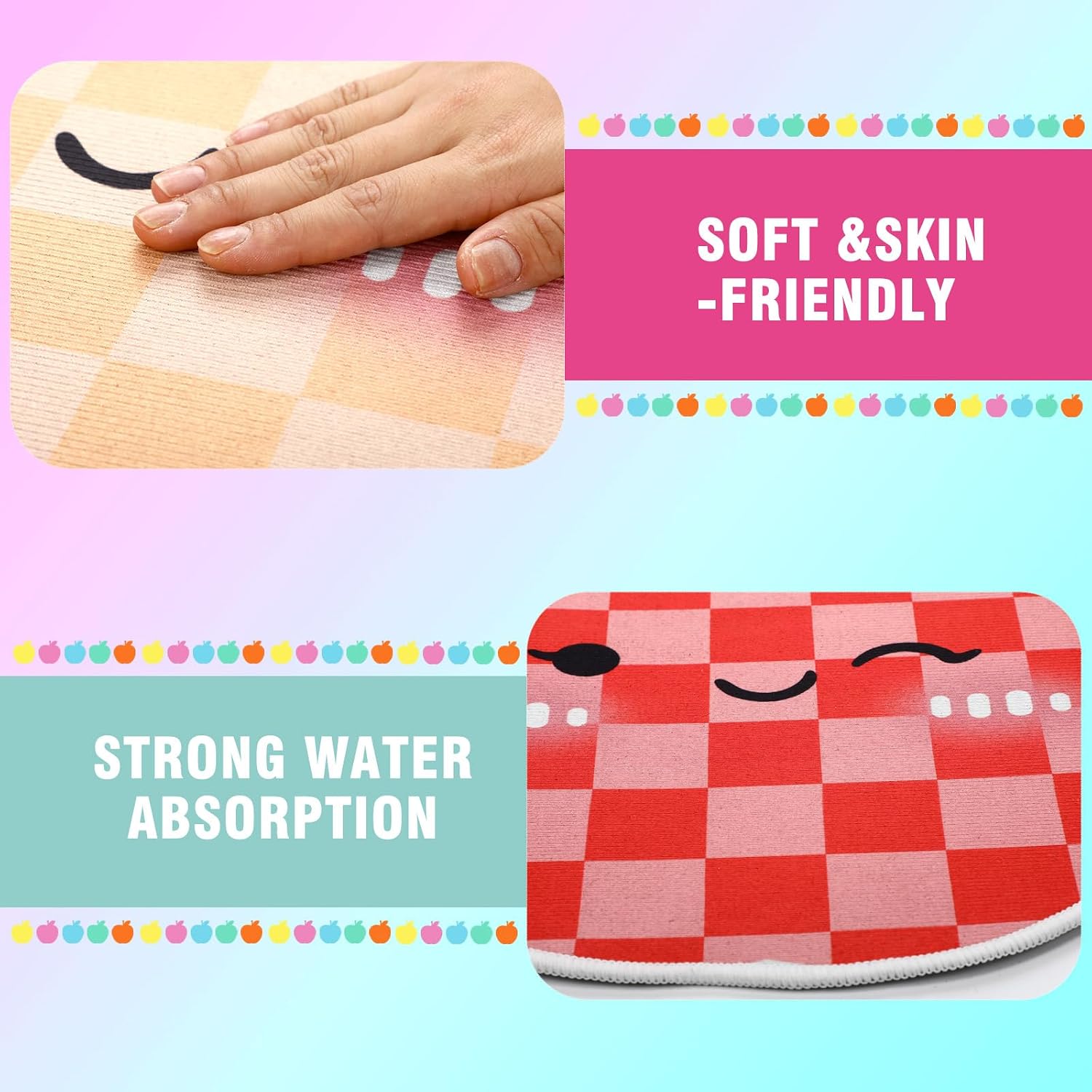 Breling 12 Pcs Apple Carpet Circle for Classroom Sitting 17 Inch Pastel Macaron Checkered Floor Cushions Rug Non Slip Floor Mat Back to School Group Activity Teacher Educational Learning Playing Area