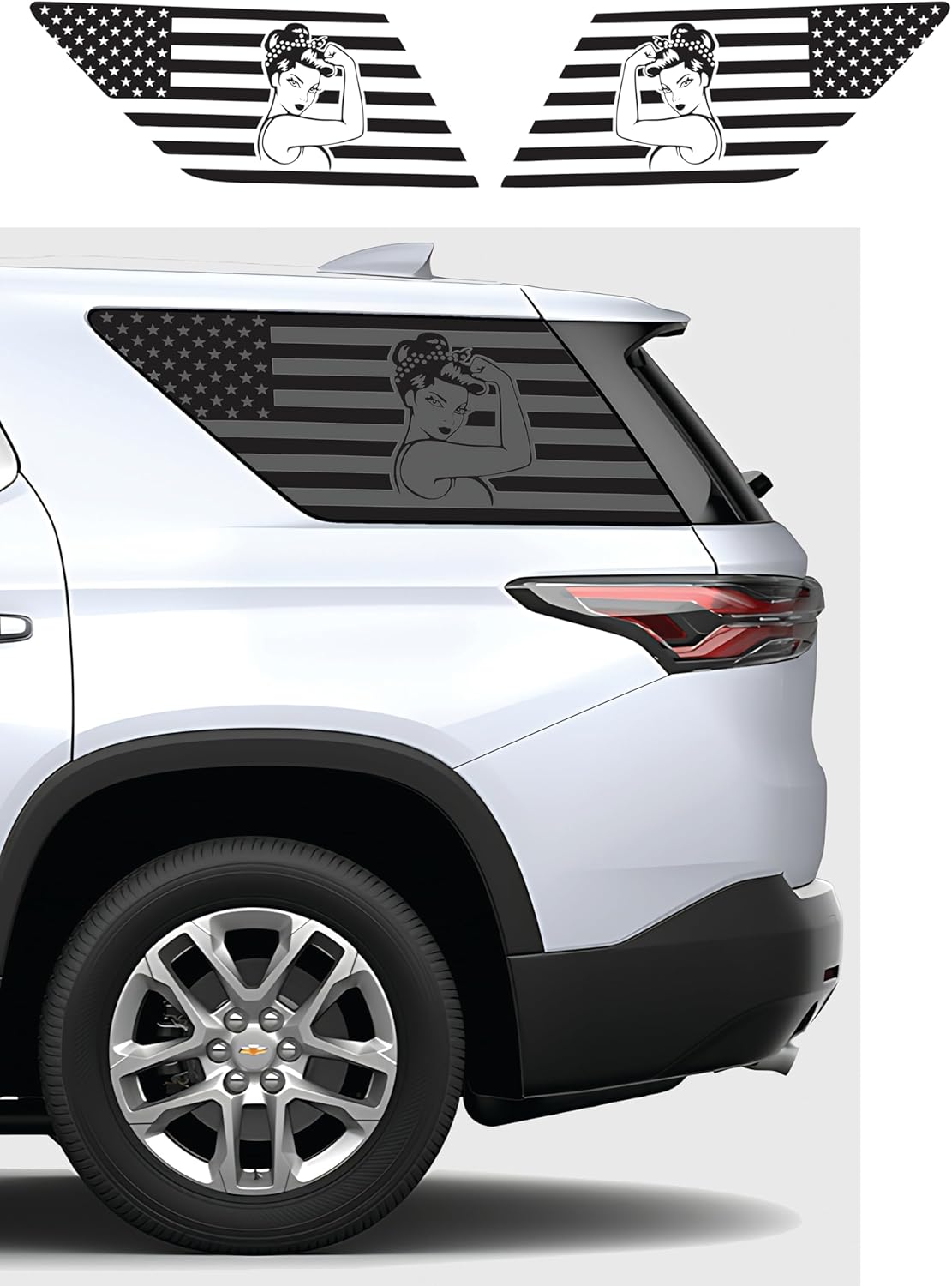 Compatible with Chevy Traverse 2018-2023 | Precut Leopard Cheetah Print Window Decals | Both Side | Proudly Made in The US | Matte Black (Leopard Cheetah Print)