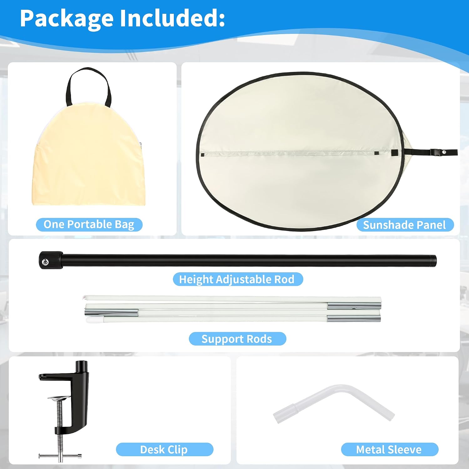 50" Cubicle Shade to Block Overhead Light,360°Rotatable Desk Leaf Shade for Cubicle Privacy,Height Adjustable Cubicle Light Blocker for Office,Beige Desk Canopy with Clamp and Rotatable Rod | Height Adjustable, 360 Degree Rotatable