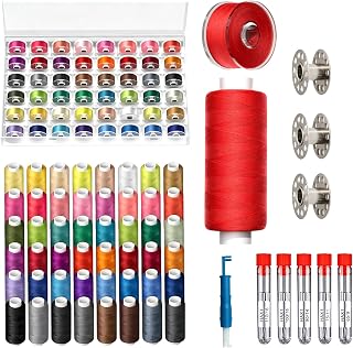 96Pcs Sewing Thread Kit with 50Pcs Sewing Machine Needles Set 48 Colors 400Yds Polyester Thread with Prewound Bobbins, Universal Needles Sizes 65/9-110/18, Sewing Supplies Bundle for Hand Machine