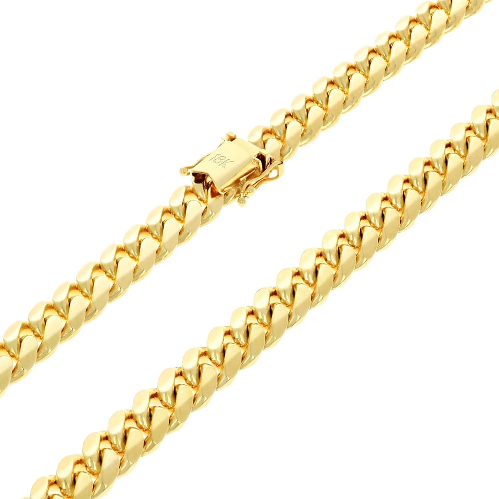 Nuragold 18k Real Yellow Gold Solid Miami Cuban Link 7mm Chain Nuragold 18k Real Yellow Gold Solid Miami Cuban Link 7mm Chain
