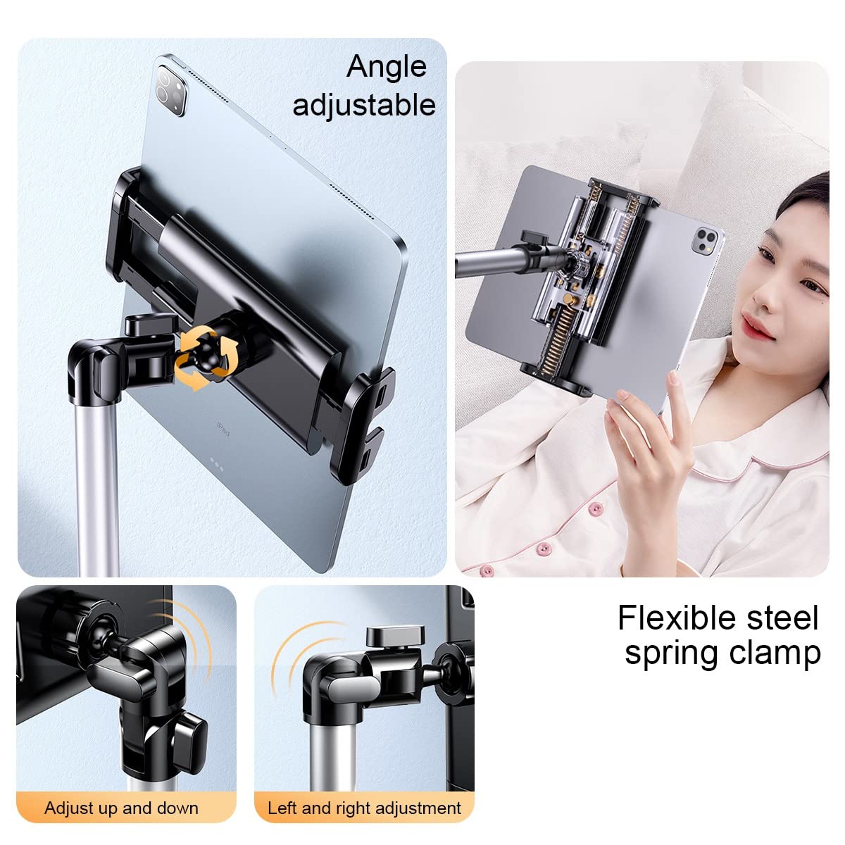 Supporto per computer, Tablet da comodino regolabile con base stabile(160cm)