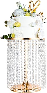 LANLONG Wedding Cake Stand for Dessert Table 12 Inch Gold Crystal Pendan...