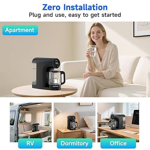 Miniatura 5 de Ecoviva Filtro de agua de ósmosis inversa para encimera, sistema de filtración de agua RO de 6 etapas con jarra de vidrio, pantalla TDS, 31 puro