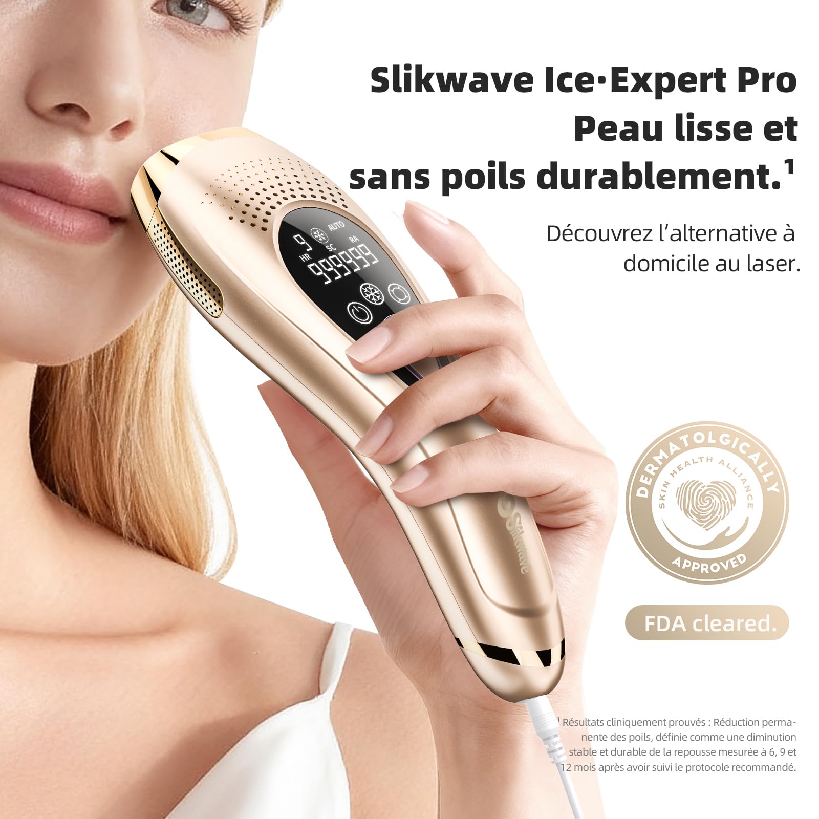 Épilateur Lumière Pulsée IPL pour Femme et Homme, Épilateur Laser avec Fonction de Refroidissement, 999900 Impulsions, 9 Niveaux d'Énergie, Visage, Corps, Aisselles et Maillot rose Pro