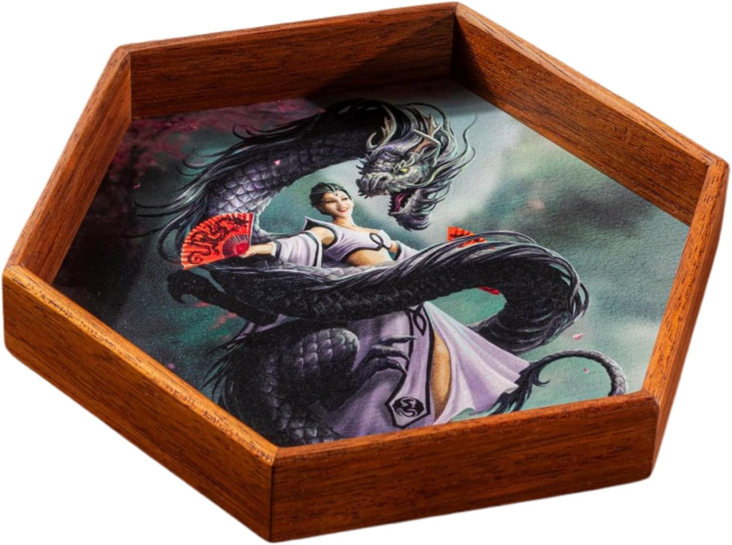 Anne Stokes Dice Tray: Dragon Dancer by Q-Workshop | Ages 14+ | Made of Bodo Wood | RPG Game Accessory