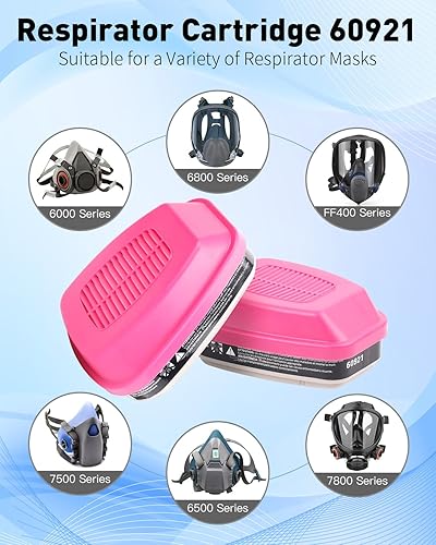 Miniatura 5 de 60921 Cartuchos respiradores, filtros de partículas que ayudan a proteger contra vapores orgánicos, amoníaco, gases ácidos, compatibles con piezas