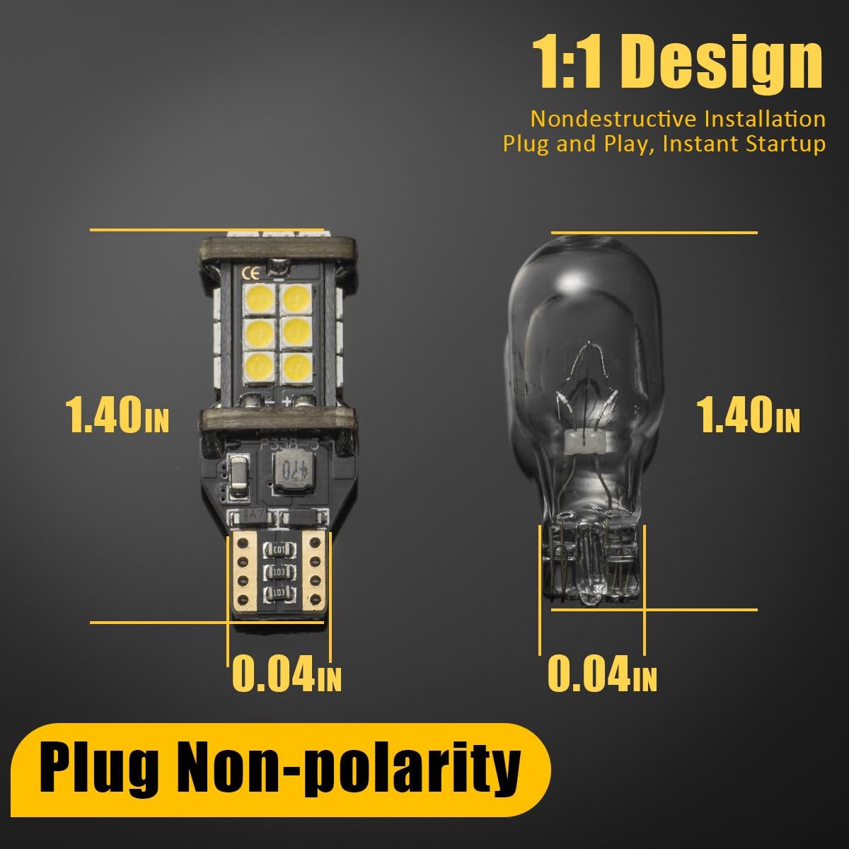 SEALIGHT 921 LED Bulb Backup Lights 912/T15 Reverse Lights Error Free Non-polarity 24 LED Chips 1600 Lumen 6000K Cool White