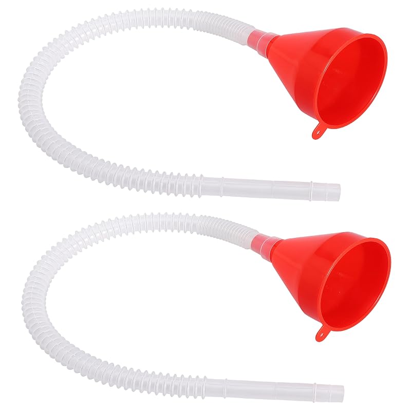 Funil Flexível para Óleo e Combustível com Mangueira Longa, Plástico, Vermelho, Ciweisah, 2 unidades
