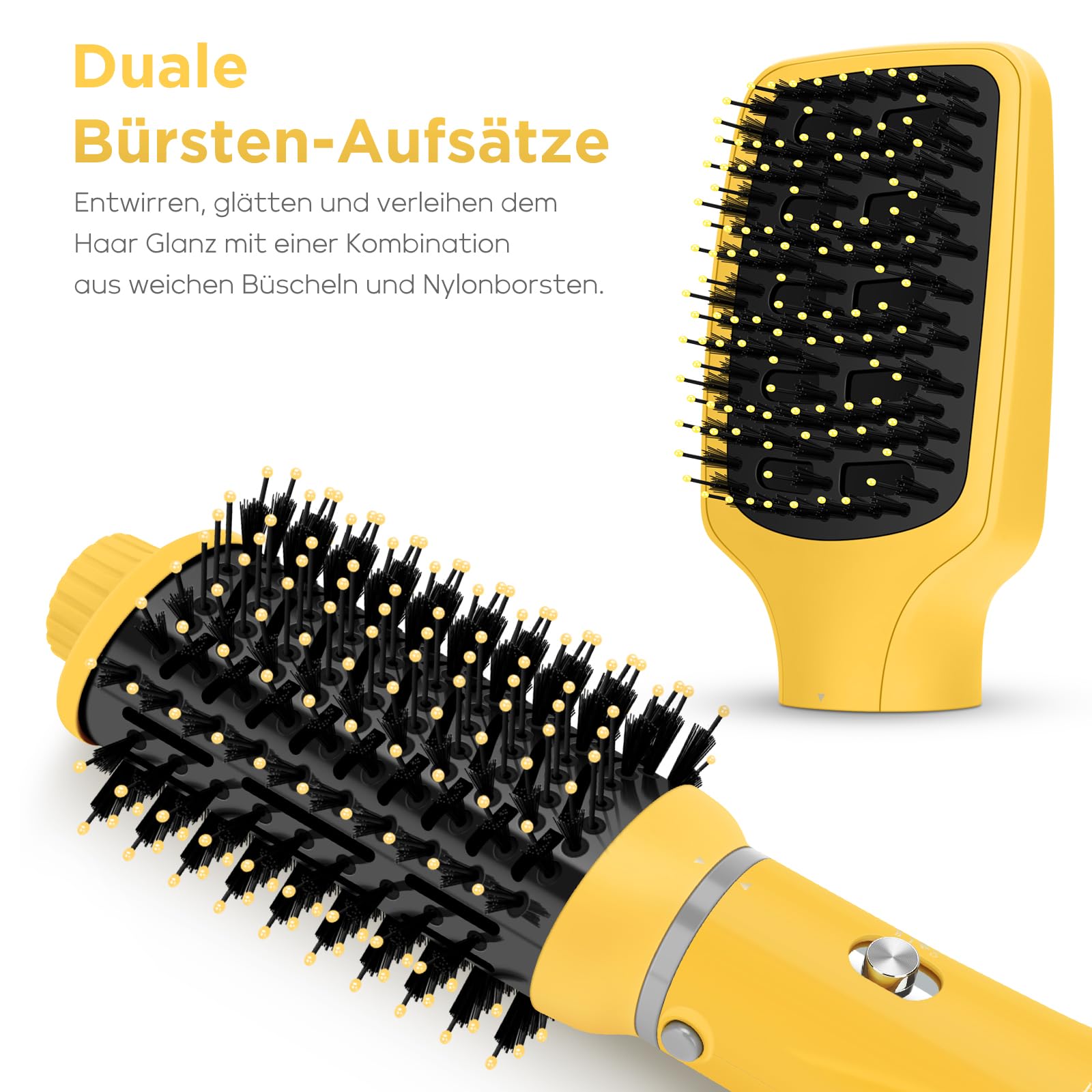 PARWIN PRO BEAUTY Zestaw szczotek do suszenia włosów 4 w 1, z 4 akcesoriami, do suszenia, wygładzania, zwiększania objętości i stylizacji, szczotka do pielęgnacji jonowej