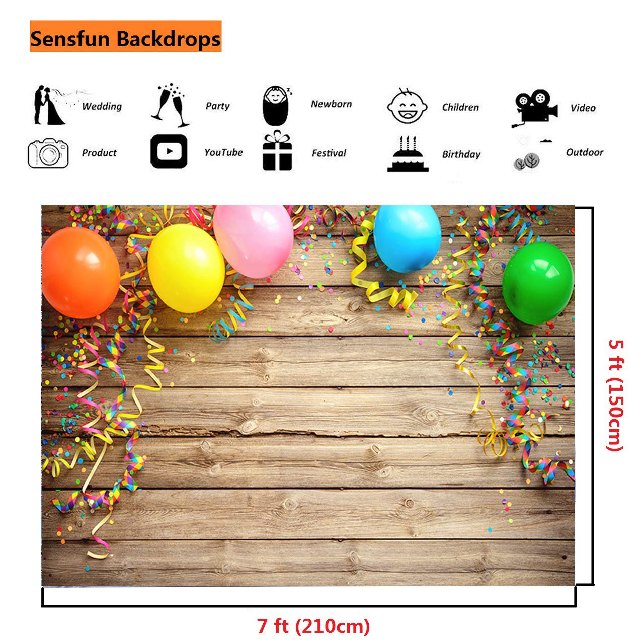 Sensfun Fotohintergrund 2,1x1,5 M - Schwarz-Weiß Gestreift Mit Gold-Glitzer, Vinyl