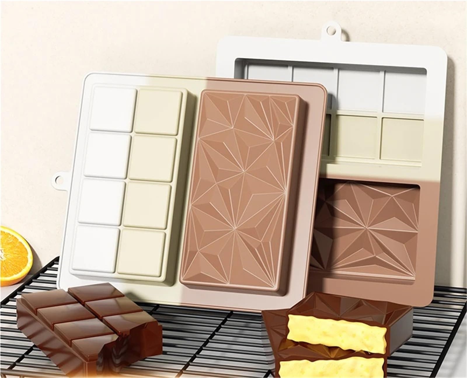 Juego de 4 moldes for barras chocolate, fáciles desmoldar y antiadherentes, ideales for hacer con proteínas Para Repostería Y Postres(Style04)