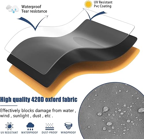 Miniatura 6 de TORUTA Funda para silla mecedora para exteriores, 27.5 pulgadas de largo x 32.5 pulgadas de profundidad x 39 pulgadas de alto, color gris, 420D,