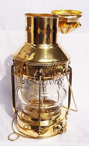 Miniatura 3 de Lámpara de aceite de linterna de latón náutico Lámpara colgante decorativa Lámpara de barco marino