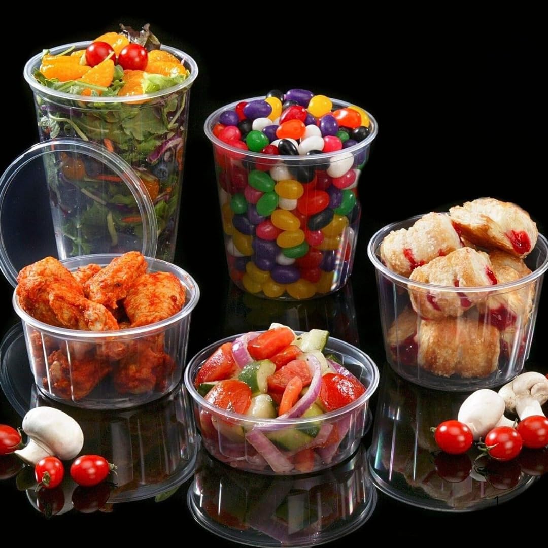KURTT 100 Stück, Mealprep, Frischhaltedosen mit Deckel, Gefrierbehälter im Set, Vorratsdosen luftdicht, wiederverwendbar, mikrowellengeeignet, spülmaschinenfest (100, Transparent, 1000ml)