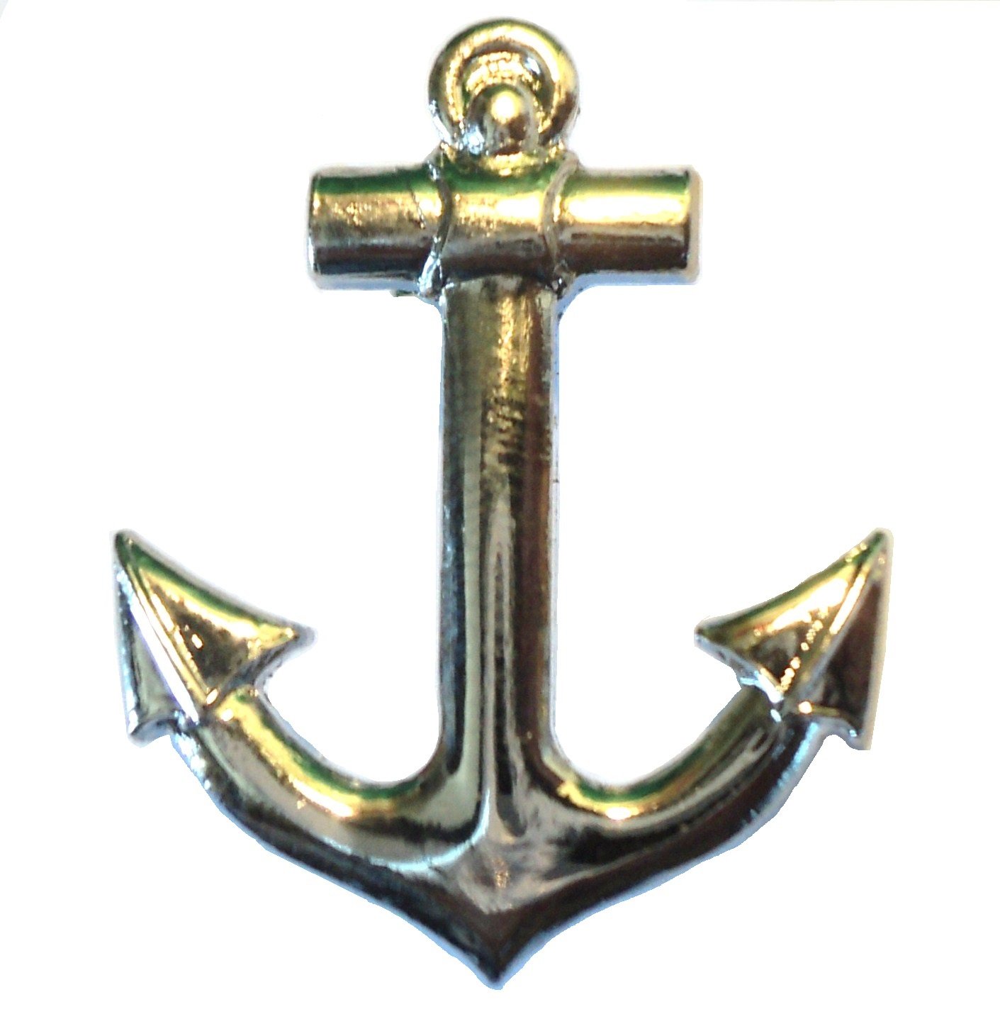 Metal Enamel Pin Badge Sea Ship Boat Anchor (Chrome Finish)