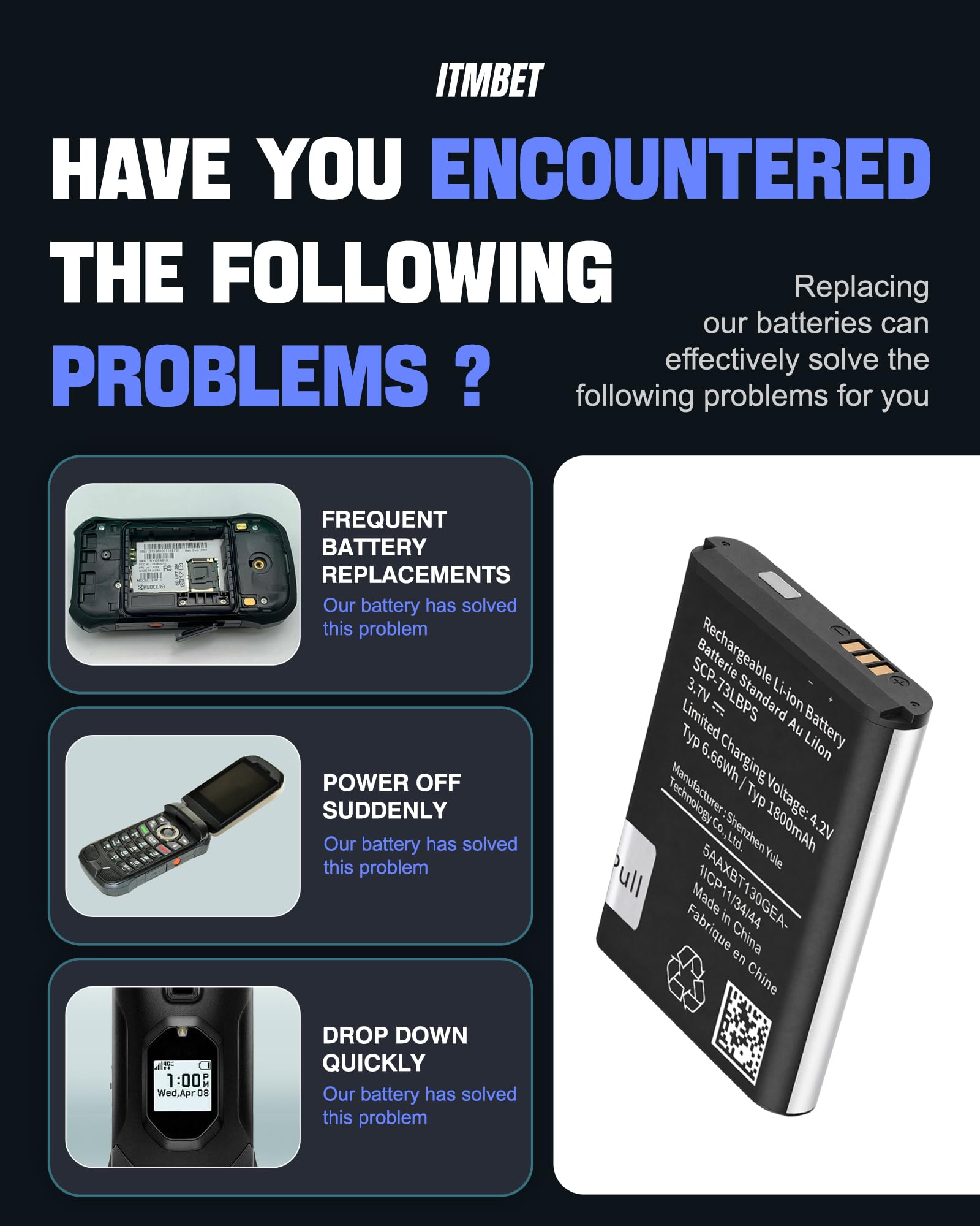 Amazon.com: ITMBET SCP-73LBPS Battery for Kyocera DuraXV Extreme