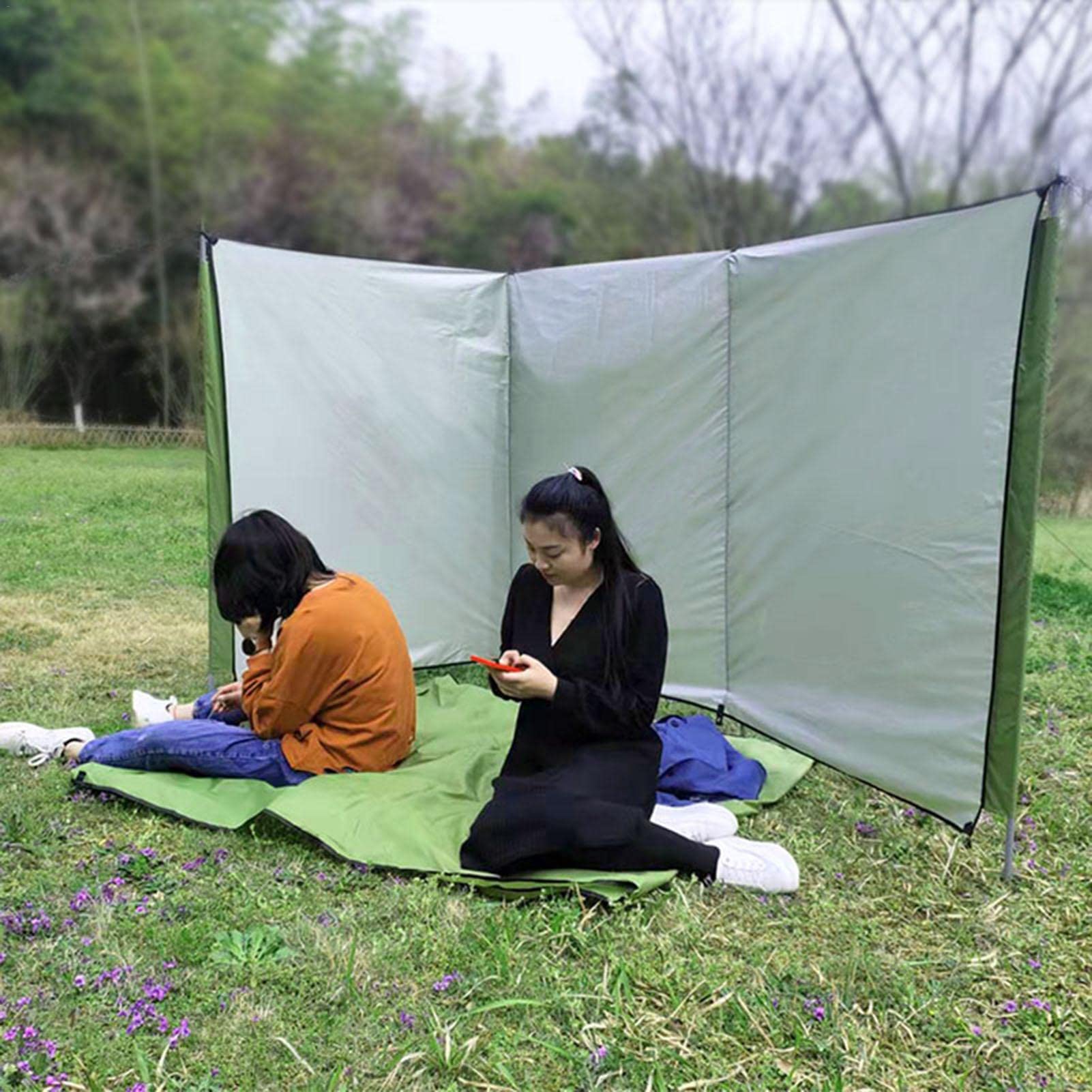 Brise-vent pliable pour le camping – Pare-brise et pare-soleil pour poêle d'extérieur – Pare-vue d'hiver avec tiges de support – 3 tailles pour jardin, pique-nique, barbecue et protection contre les