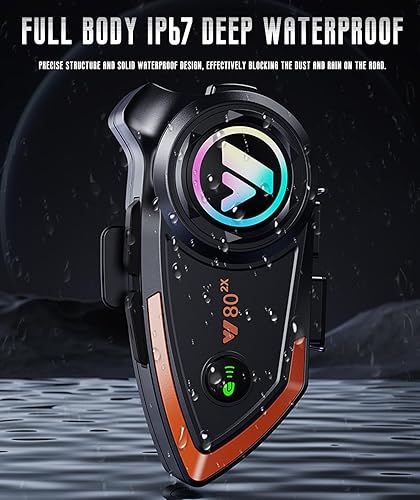 Miniatura 3 de Auriculares Bluetooth para motocicleta para 2 conductores 1,640.4 ft Bluetooth casco intercomunicador auriculares con cancelación de ruido CVC