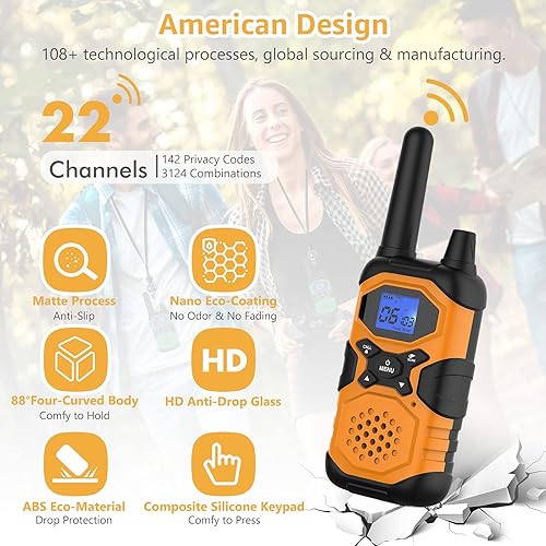 Miniatura 5 de 2 Way Radios Walkie Talkies for Adults Long Range Rechargeable 3 Pack, Multi-purpose NOAA Hiking Camping Accessories with 4500mAh Battery USB