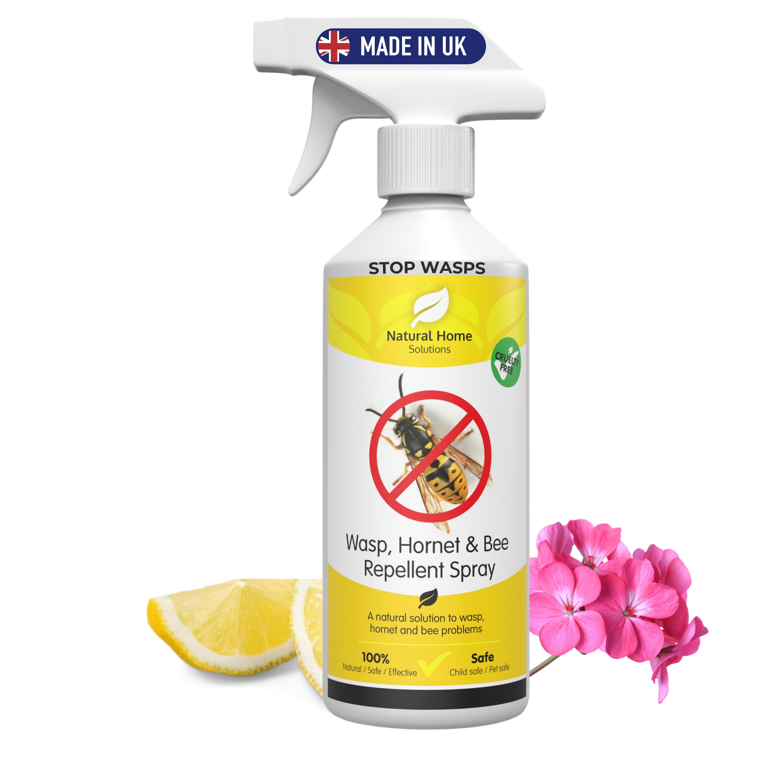 Eco Wasp Spray Repellent Stop Wasps Hornets Bees Safe Alternative to Chemical Killer Outdoors Indoors Effective Wasps Hornets Bees 500ml