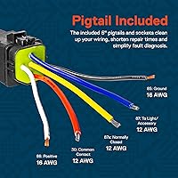 Vista 3 de True MODS - Kit de relé impermeable estilo Bosch de 5 pines y 12 V [enchufe de arnés] [cables calientes de 12 AWG] [SPDT] [60/80 amperios] Relés