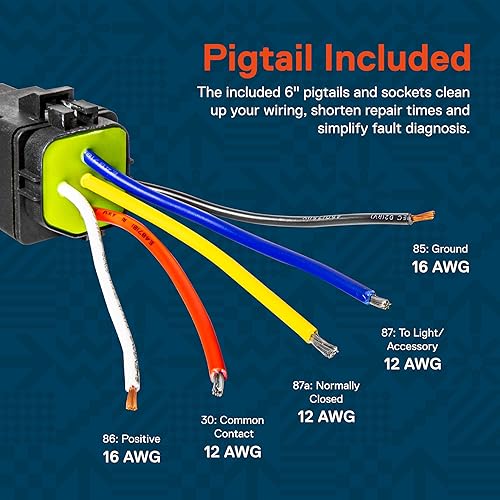 Miniatura 3 de True MODS - Kit de relé impermeable estilo Bosch de 5 pines y 12 V enchufe de arnés cables calientes de 12 AWG SPDT 6080 amperios Relés marinos
