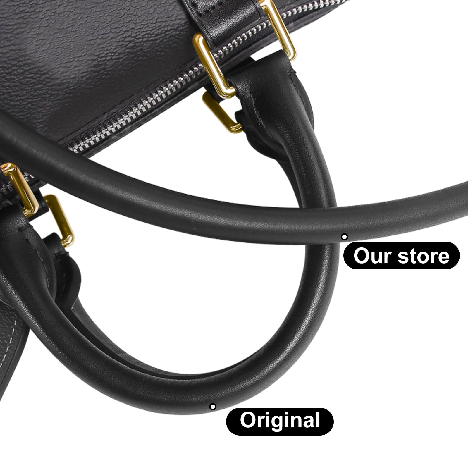 jiesinlov 70 cm Tracolla di ricambio in pelle di vacchetta per borse Speedy 25 30(Nero-oro)