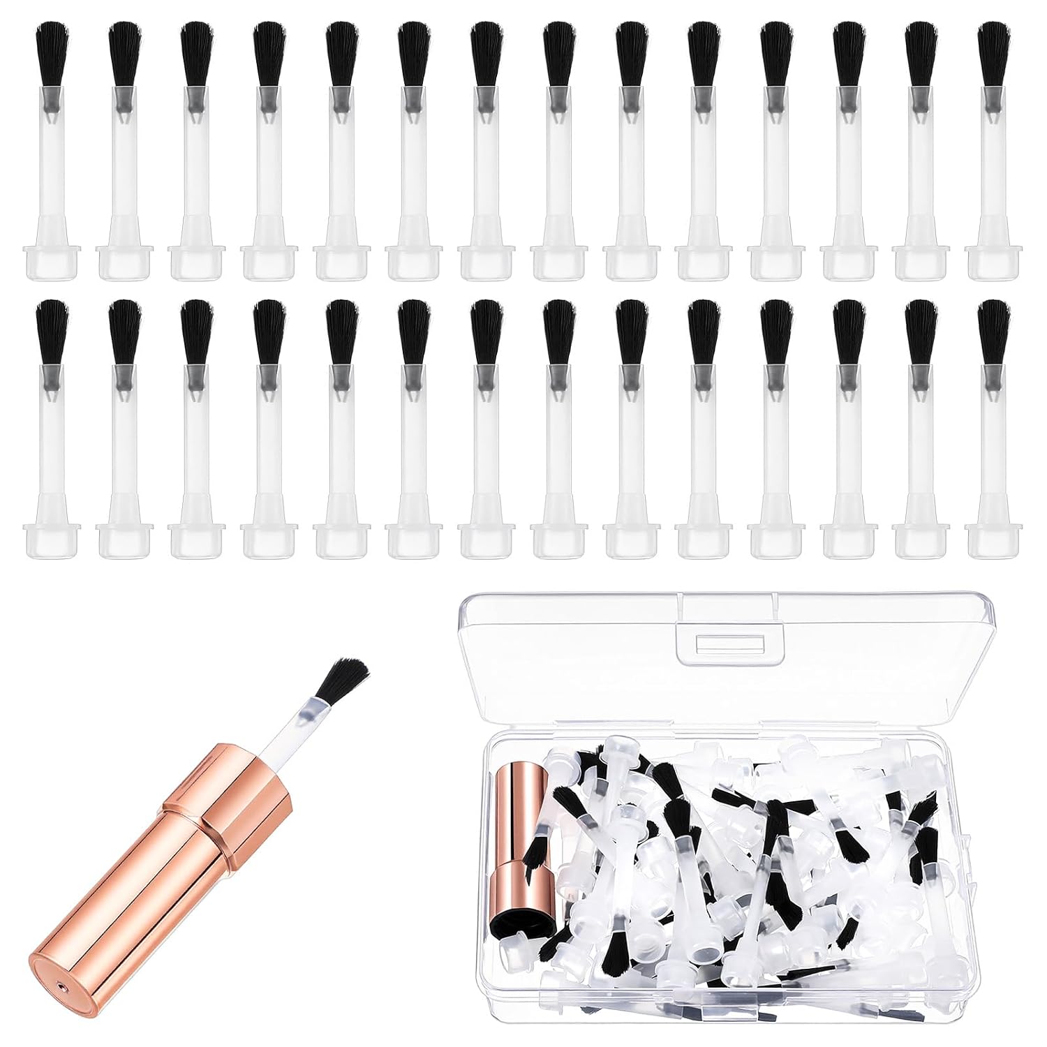 66PCS Nail Polish Brush Replacement, Disposable Nail Brushes with Handle Plastic Nails Art Brush Soft Bristles Nails Brushes Dip Liquid Replacement Design Accessories