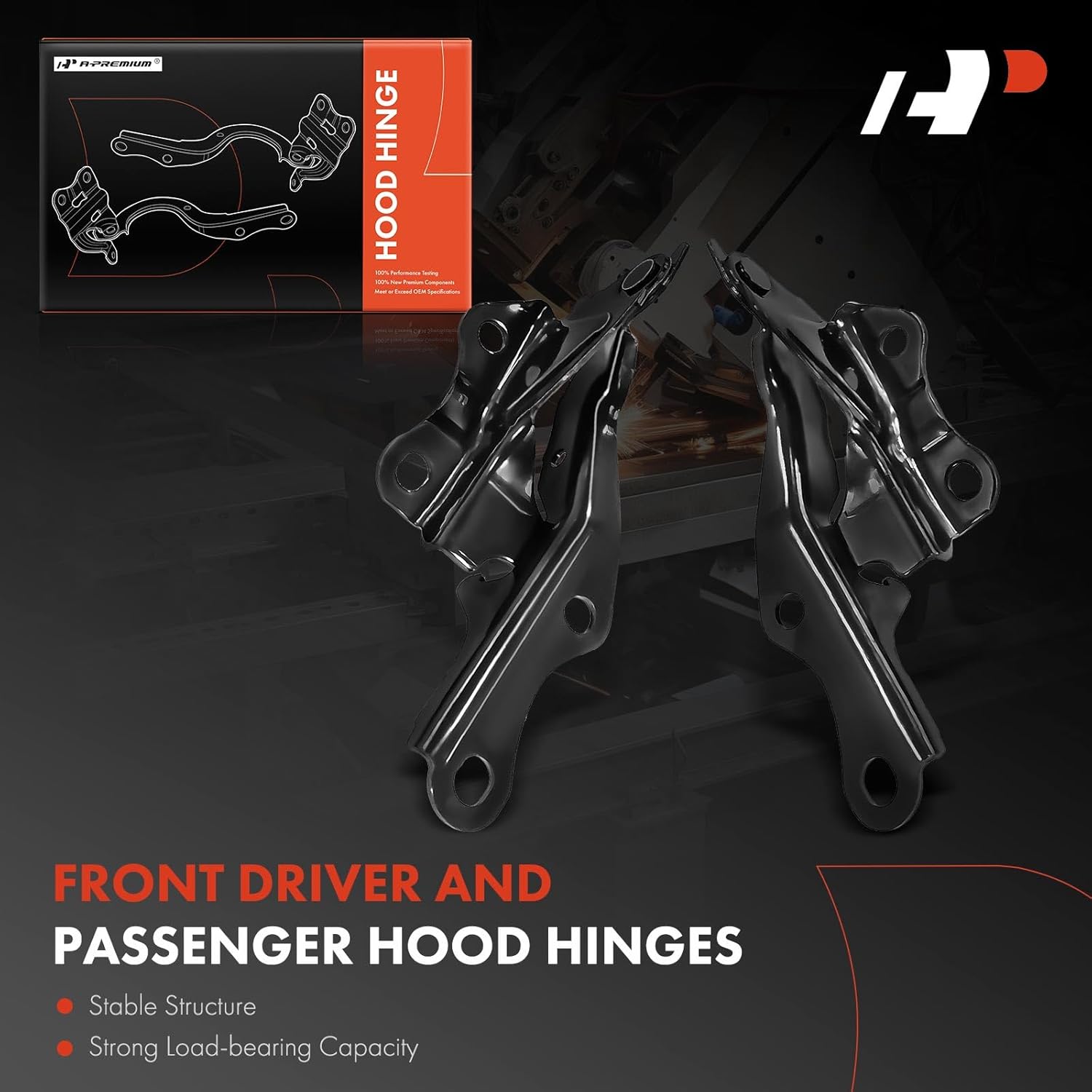 A-Premium Driver and Passenger Hood Hinges Compatible with Toyota Camry 1997 1998 1999, Set of 2 Front Left and Right Side Hood Hinges, Replace# 53420AA010, 53410AA010